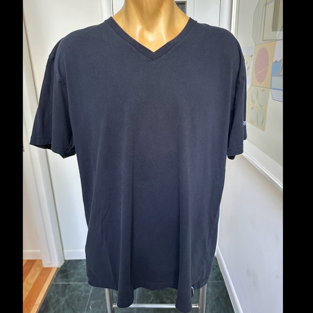 2 x RIP CURL LIVE THE SEARCH MENS BASIC 100% COTTON BLACK KNIT TSHIRTS VNECK XL